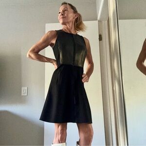 Sexy Black Midi Zip Up Dress